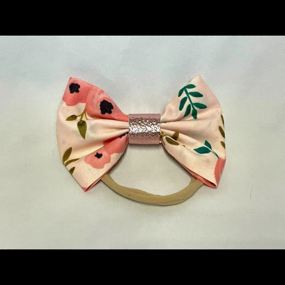 Handmade Floral Bow on stretch headband